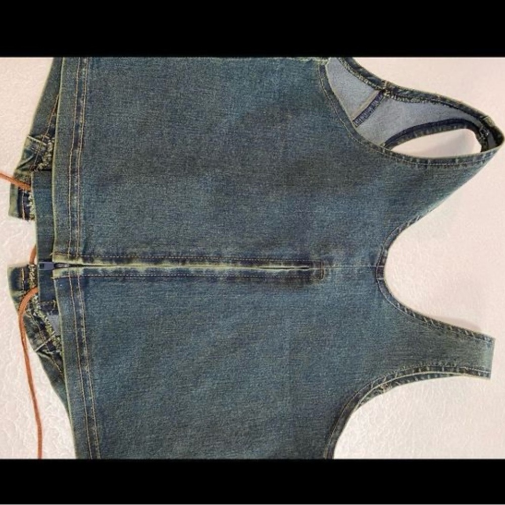 Denim Lace-Up Corset Top with Gold Necklace - Picture 4 of 4